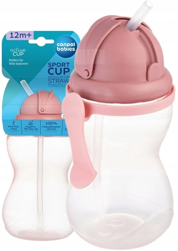 Canpolbabies CANPOL BABIES gertuvė su šiaudeliu 370ml 56/113_pink2