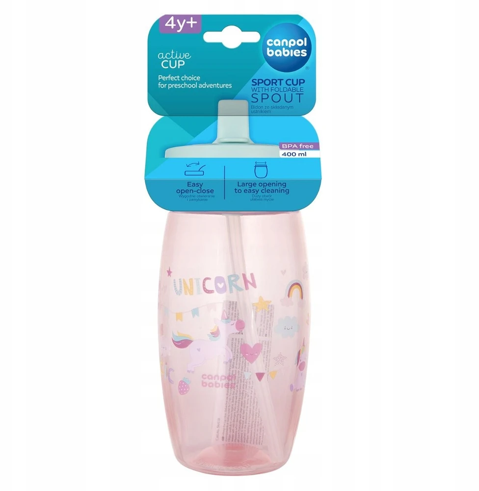 Canpolbabies CANPOL BABIES sportinė gertuvė su užlenkiamu snapeliu UNICORNS, 400 ml , 56/618_pin