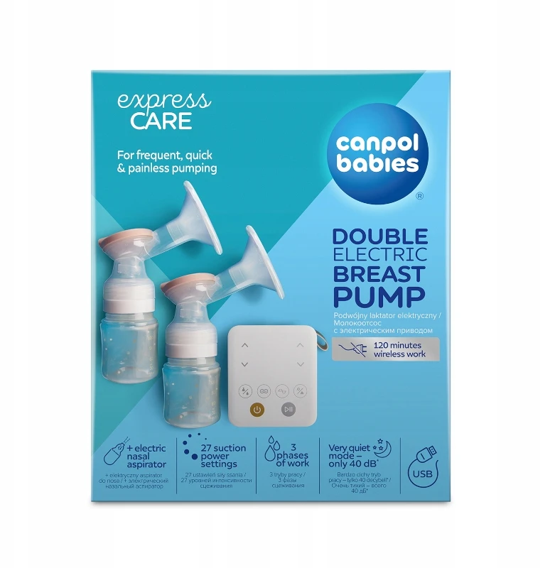 Canpolbabies CANPOL Dvigubas elektrinis krūtų siurblys ExpressCare