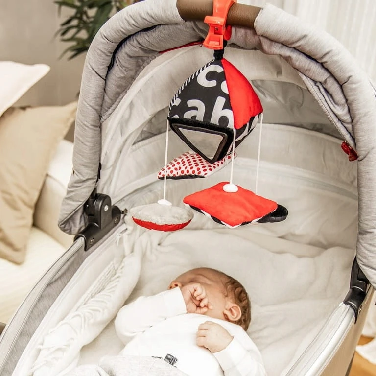 Canpolbabies Canpol Kontrastinga pliušinė sensorinė karuselė su muzikine dėžute JAUTIMO ŽAISLAI