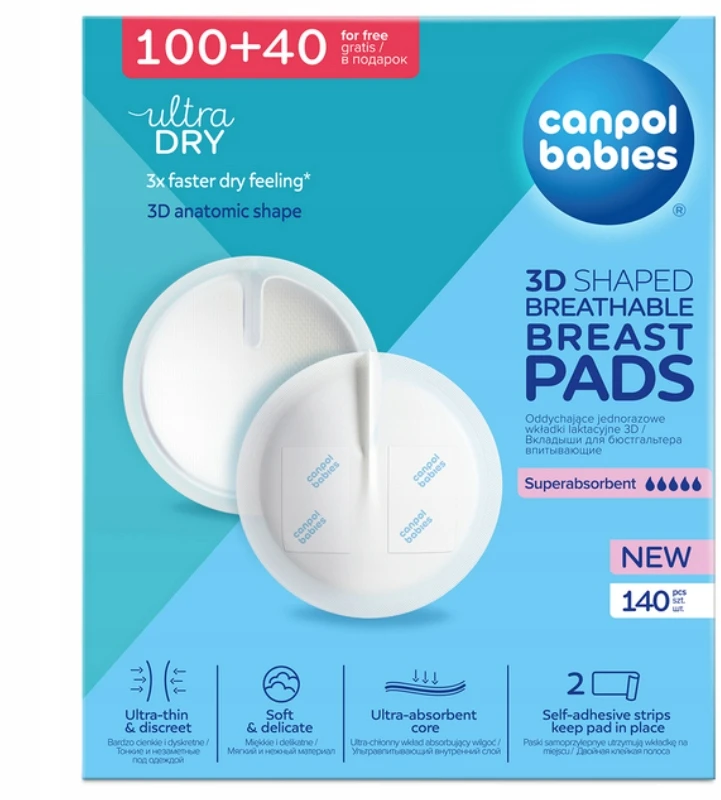 Canpolbabies CANPOL MEGA PAKA LAKTACIJOS Įklotai 140 vnt. Sugeriantys minkšti ploni