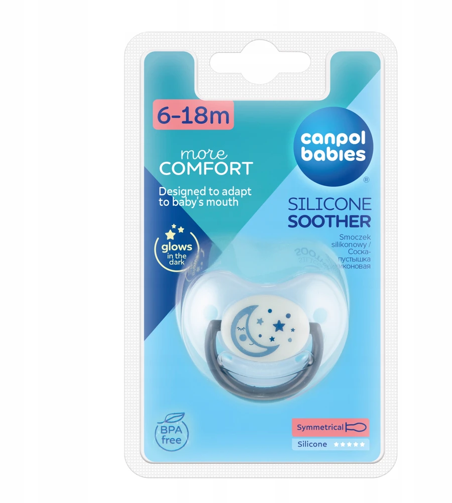 Canpolbabies CANPOL Night Dreams anatominis silikoninis čiulptukas, mėlynas, 6-18 m