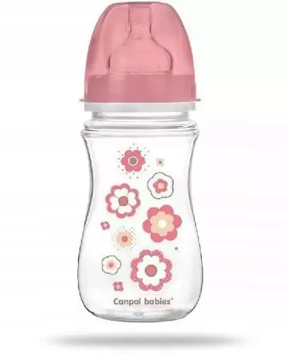 Canpolbabies CANPOL 35/217 Easystart naujagimiui plačiai atidaromas buteliukas nuo dieglių 240 ml rožinės gėlės