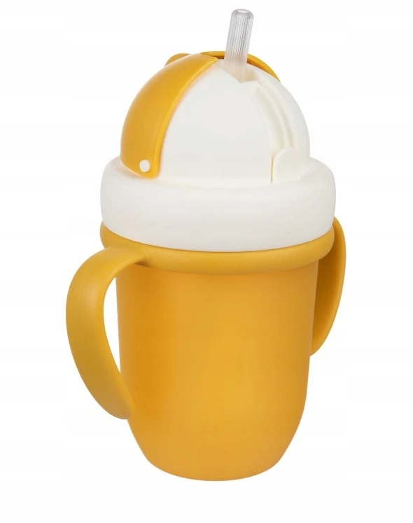 Canpolbabies CANPOL 56/522 puodelis su sulankstomu silikoniniu vamzdeliu 210 ml matinės pastelės geltonos spalvos