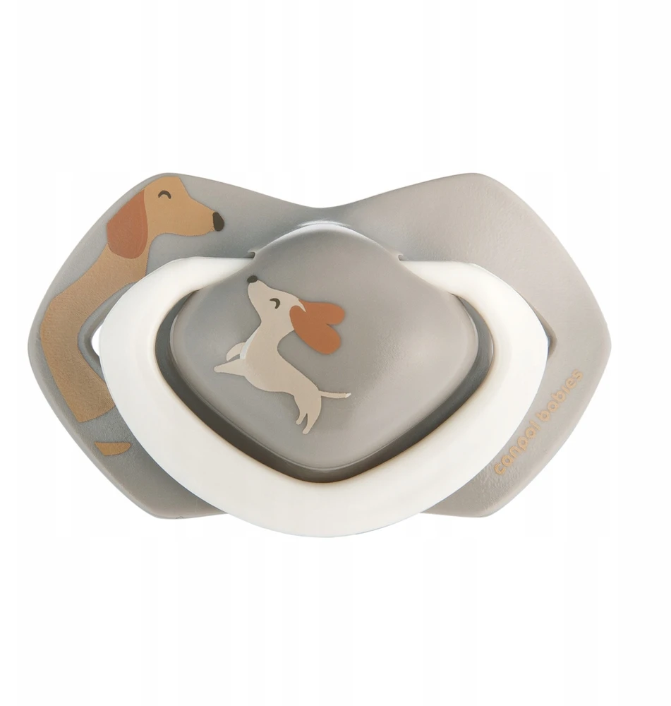 Canpolbabies CANPOL BABIES silikoniniai simetriniai čiulptukai Light touch DOGS, 6-18m, 2 vnt., 22/671