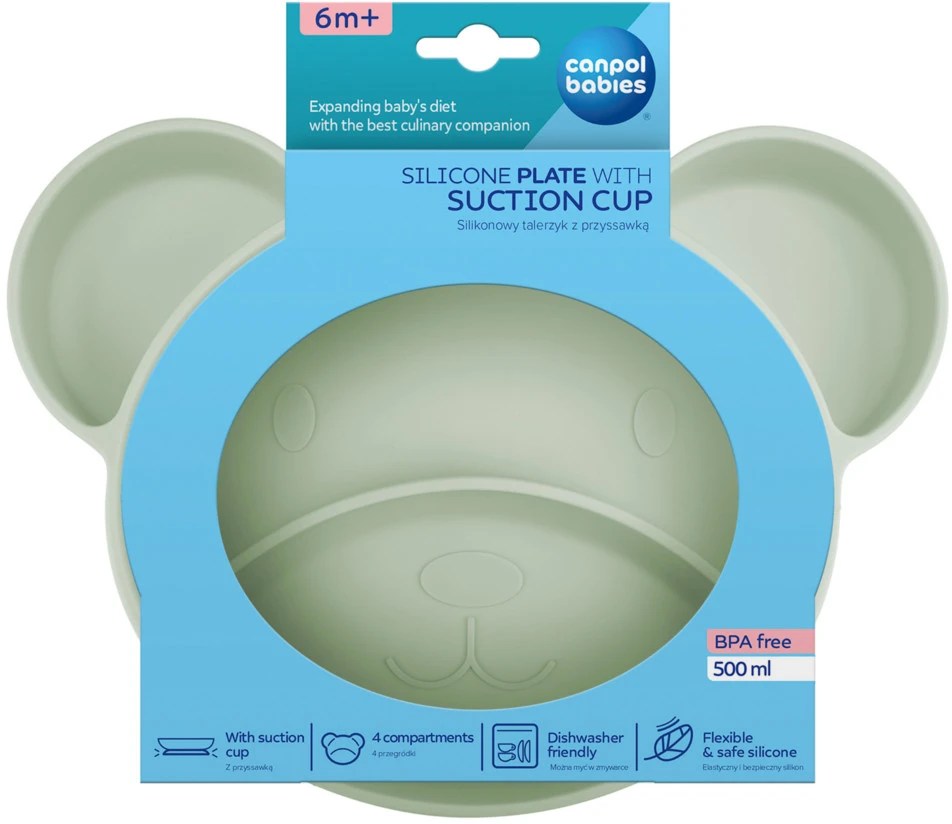 Canpolbabies CANPOL BABIES Silikoninė lėkštė su pritvirtinimu BEAR, 51/401_gre