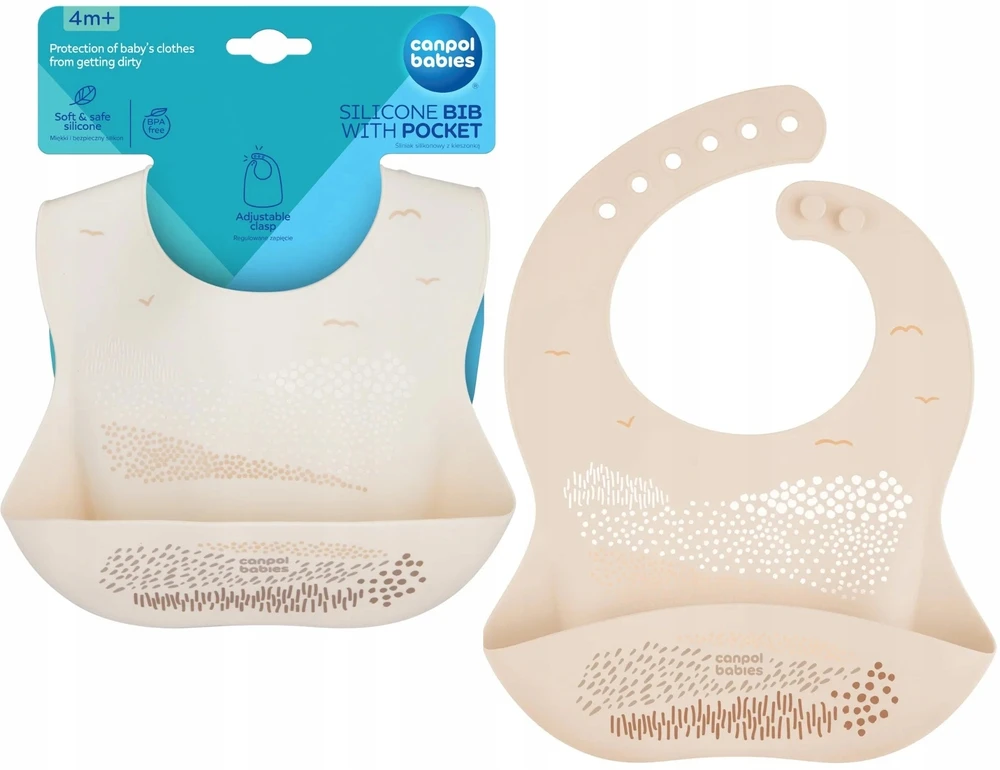 Canpolbabies CANPOL BABIES silikoninis seilinukas su kišene, 51/030_cream
