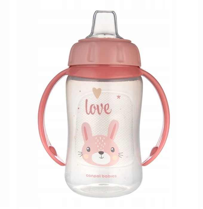 Canpolbabies CANPOL Treniruoklis su rankena 6m+ 320ml rožinis