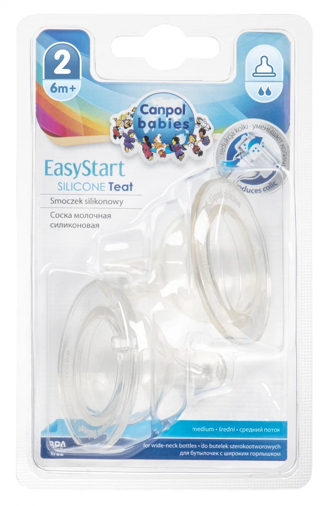 Canpolbabies Canpol žindukas nuo pilvo dieglių, skirtas EasyStart buteliukui 6m+ vidutinis, 2 vnt. srautas