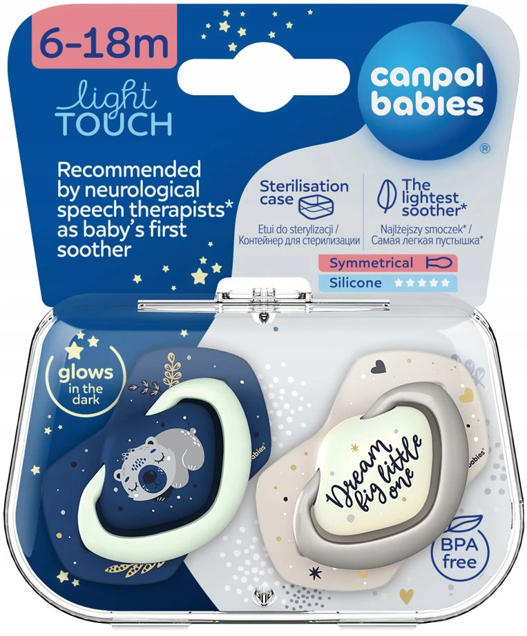 Canpolbabies CANPOL BABIES simetrinis silikoninis čiulptukas SLEEPY KOALA, 18m+, mėlynas, 2vnt., 22/660_blu