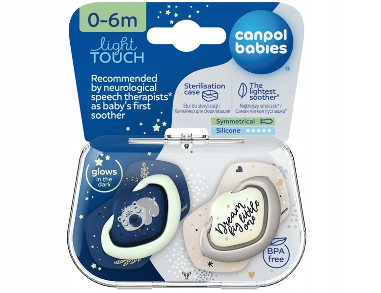 Canpolbabies CANPOL BABIES simetrinis silikoninis čiulptukas SLEEPY KOALA, 0-6m, mėlynas, 2vnt., 22/658_blu