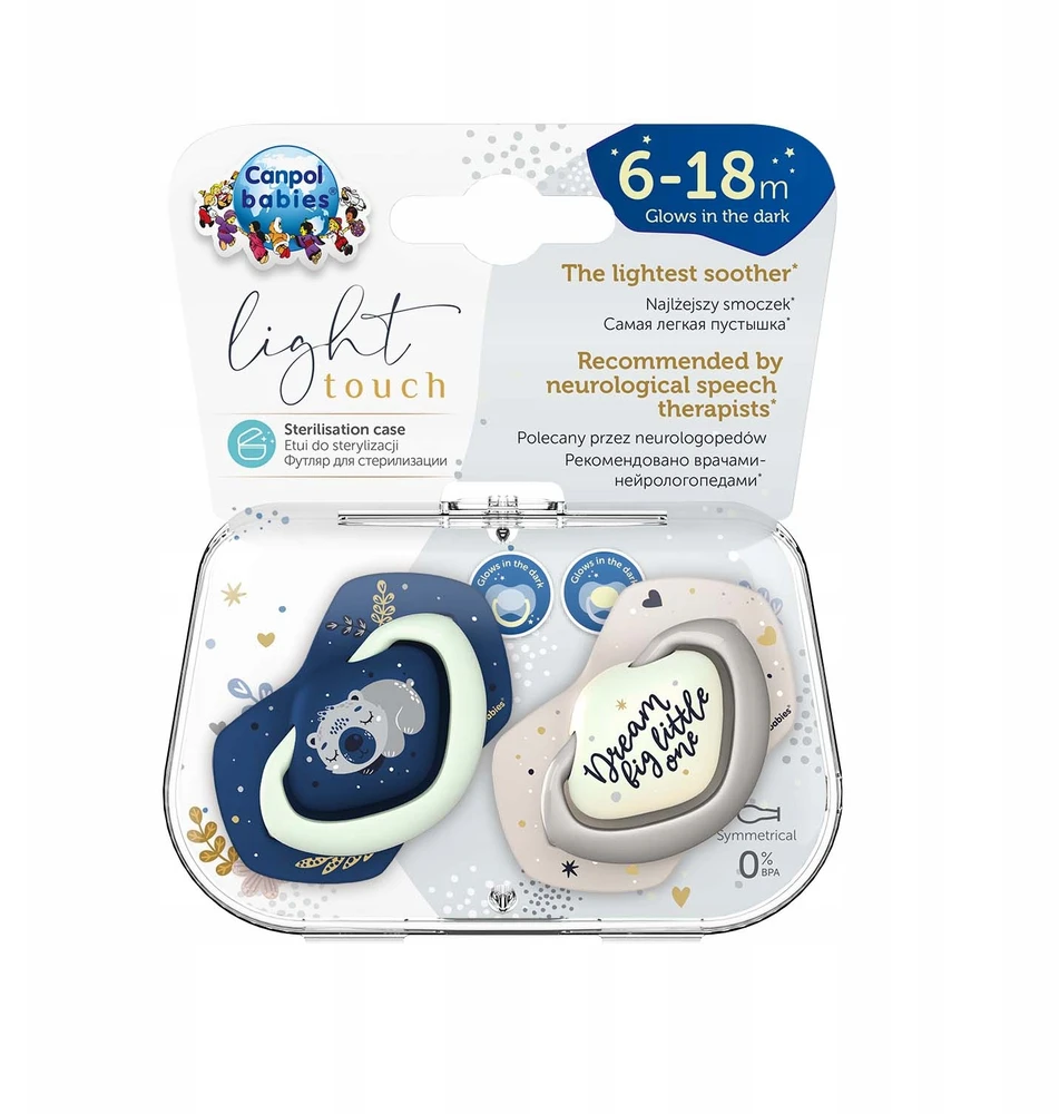 Canpolbabies CANPOL BABIES simetrinis silikoninis čiulptukas SLEEPY KOALA, 6-18m, mėlynas, 2vnt., 22/659_blu