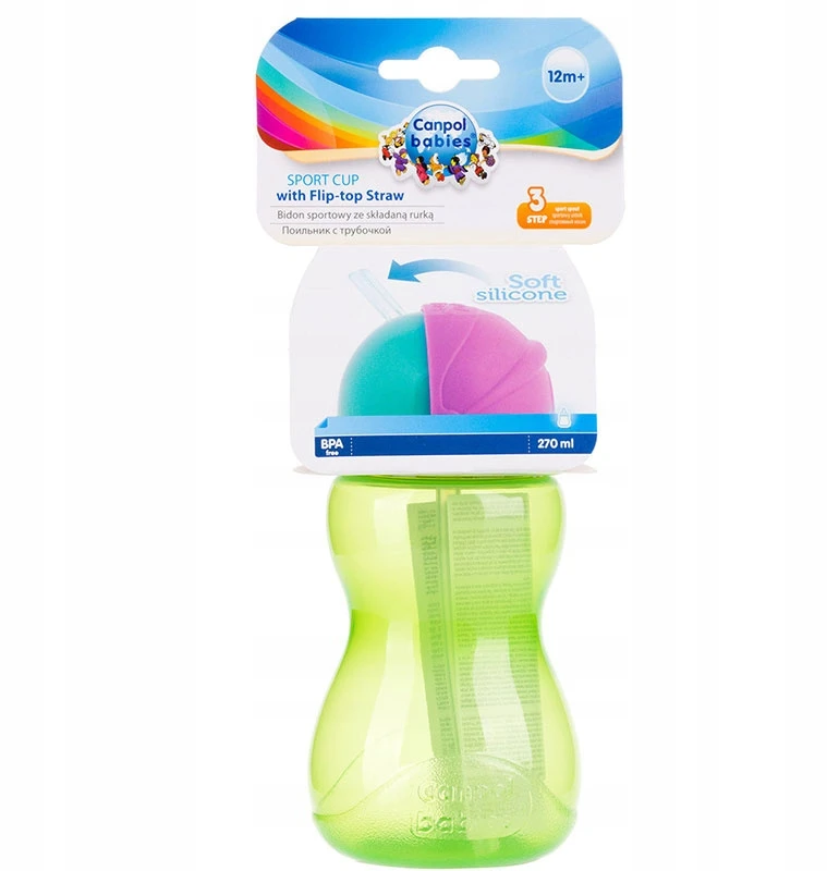 CANPOL BABIES gertuvė su šiaudeliu 12m+ 270ml 56/109 žalias