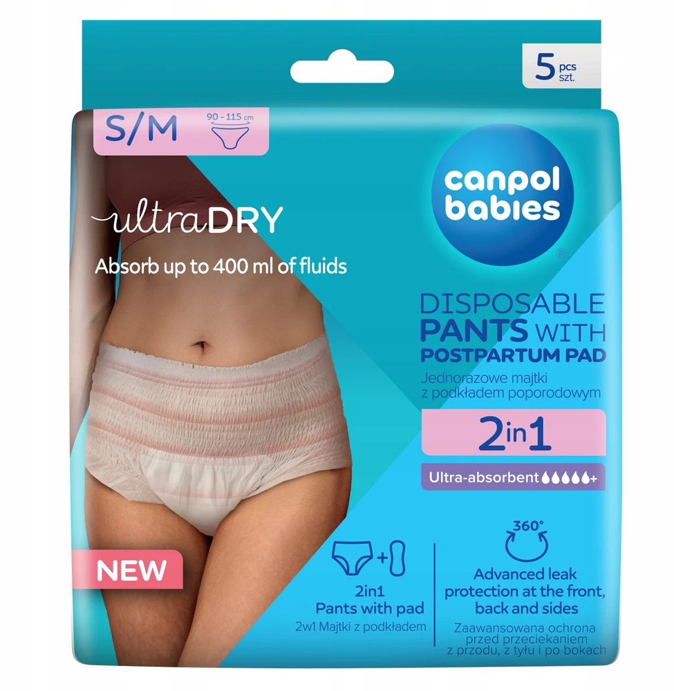 Canpolbabies CANPOL 78/011 Kvėpuojančios 2-in-1 nėščiųjų kelnaitės su S/M paklotu