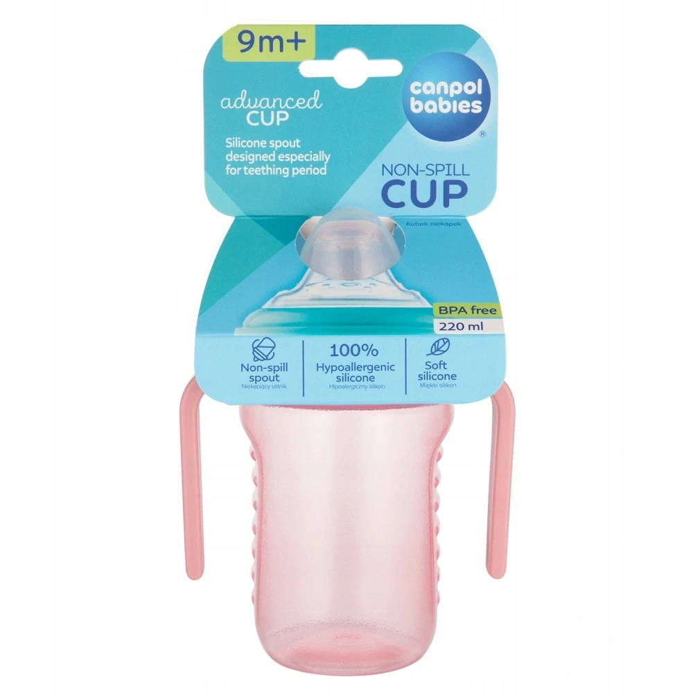 Canpolbabies CANPOL BABIES neišsiliejantis puodelis su silikoniniu žinduku, 9m+, 220ml, 56/605