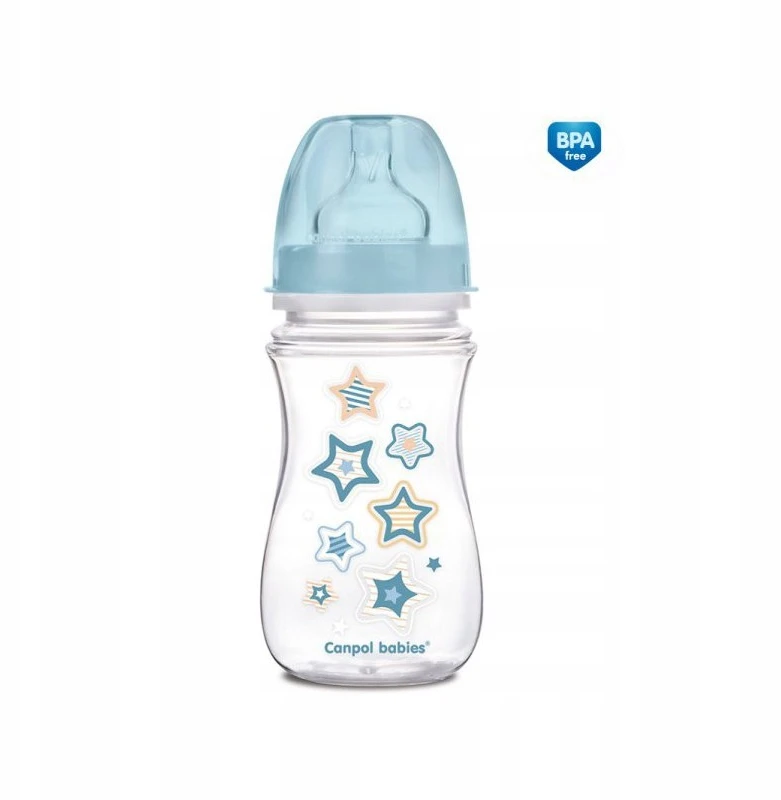 Canpolbabies CANPOL BABIES buteliukas plataus kaklelio Easy Start Newborn Anti-colic 240ml 35/217 mėlynas stars