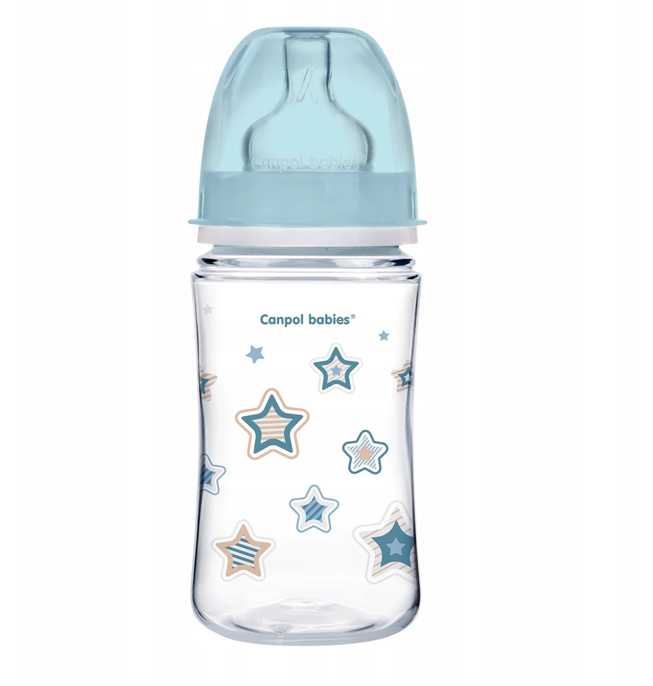 Canpolbabies CANPOL BABIES buteliukas plataus kaklelio Easy Start Newborn Anti-colic 240ml 35/217 mėlynas stars