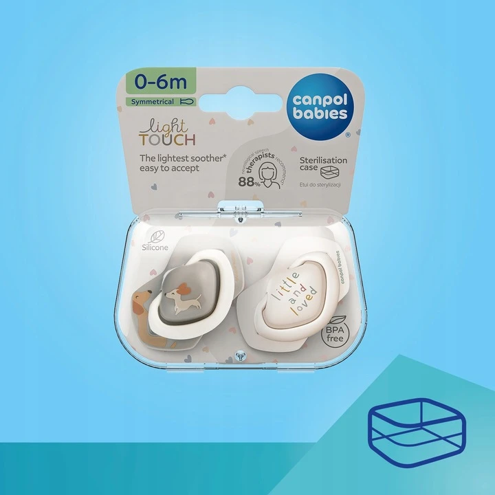 Canpolbabies CANPOL BABIES silikoniniai simetriniai čiulptukai Light touch DOGS, 0-6m, 2 vnt., 22/670
