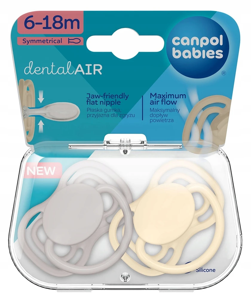 Canpolbabies CANPOL BABIES silikoniniai simetriniai čiulptukai NUDE, Creme, 6-18m, 2 vnt., 23/229_cre