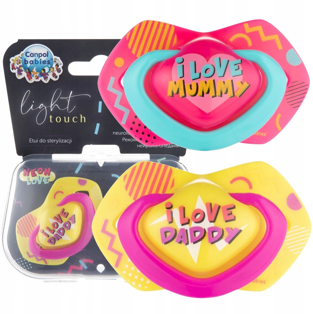 Canpolbabies CANPOL BABIES silikoninis simetrinis čiulptukas NEON LOVE, 18 mėn.+, 2 vnt., 22/654_pin