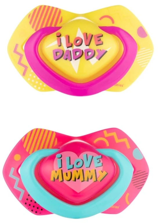 Canpolbabies CANPOL BABIES silikoninis simetrinis čiulptukas NEON LOVE, 6-18 mėn., 2 vnt., 22/653_pin