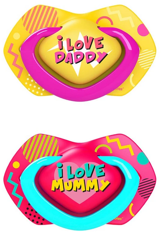 Canpolbabies CANPOL BABIES silikoninis simetrinis čiulptukas NEON LOVE, 6-18 mėn., 2 vnt., 22/653_pin