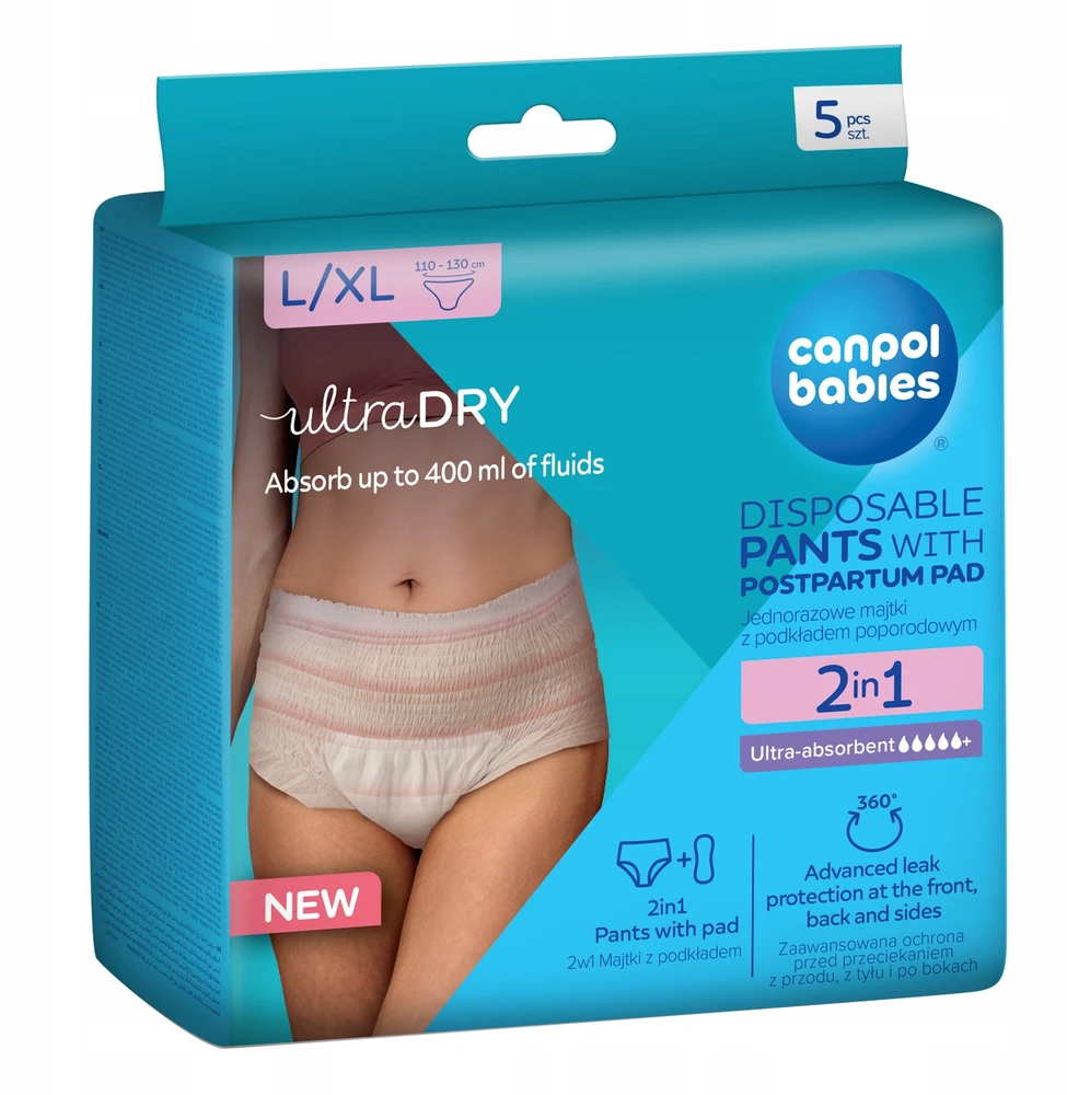 Canpolbabies CANPOL 78/012 Kvėpuojančios kelnaitės nėščiosioms 2in1 su L/XL paklotu
