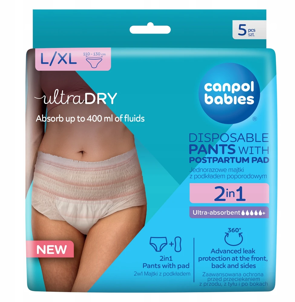Canpolbabies CANPOL 78/012 Kvėpuojančios kelnaitės nėščiosioms 2in1 su L/XL paklotu