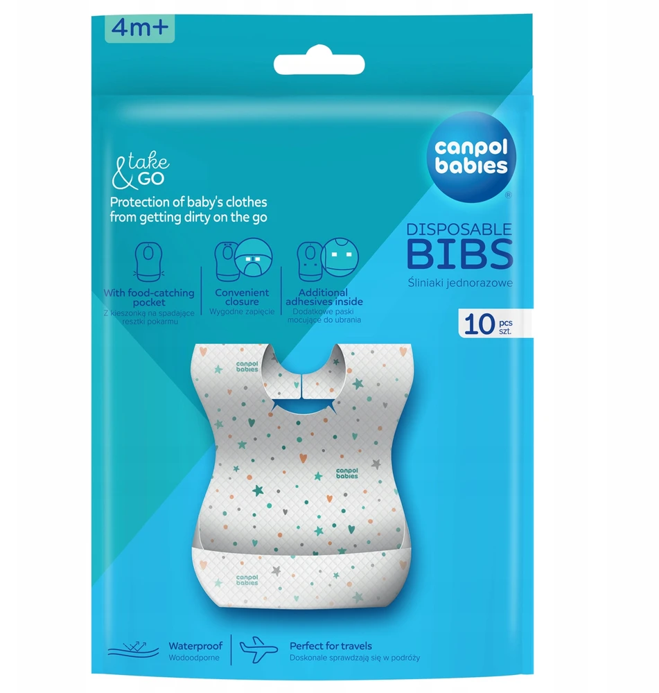 Canpolbabies Vienkartiniai seilinukai su kišenėmis Canpol Babies, 10 vnt.