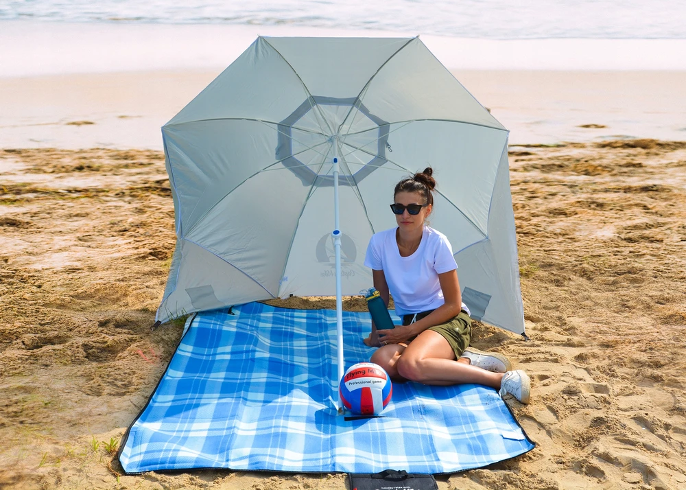 Captain Mike BEACH TENT skėtis su ventiliacija, dangteliu ir UPF50+ UV filtru, 200 cm