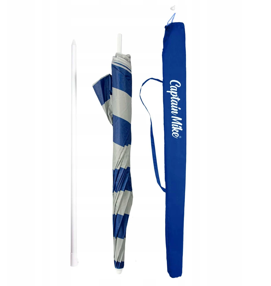 Captain Mike PAPLŪDŽIO skėtis su dangteliu su UV filtru UPF50+, LENGVAS, 160 cm, ATOSTOGOS