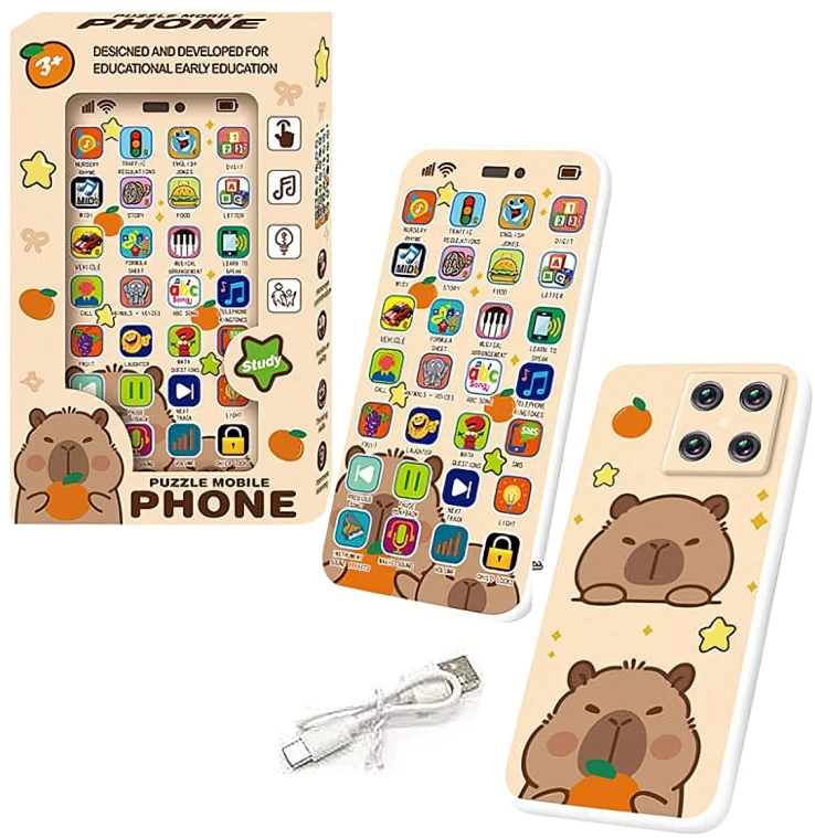 CAPYBARA INTERAKTYVUS TELEFONAS MOTORINIS MOKYMAS IŠMANIOJO TELEFONO ŠVIESOS GARSU