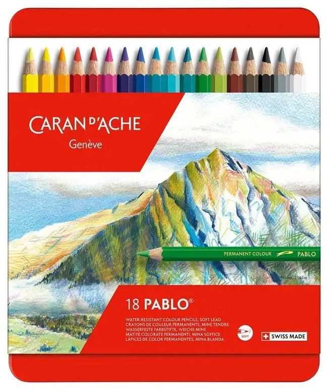 Caran d'Ache Pablo kreidelės 18 spalvų
