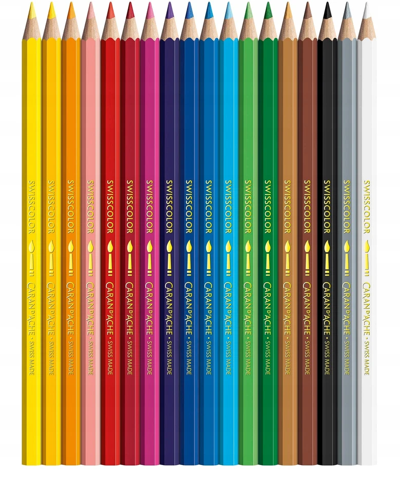 Caran D'ache Swisscolor akvarelinės kreidelės, 18 vnt.
