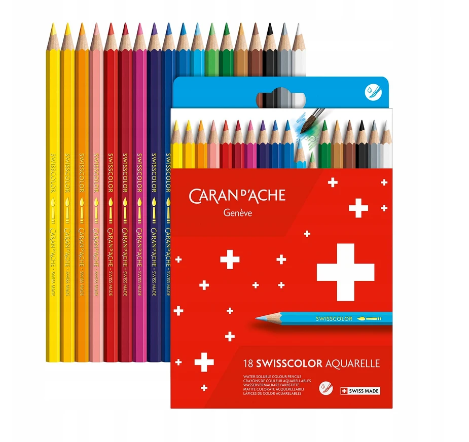 Caran D'ache Swisscolor akvarelinės kreidelės, 18 vnt.
