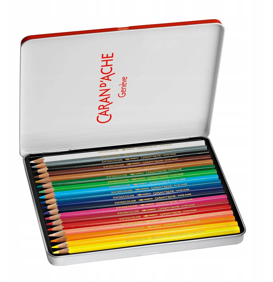 Caran D'ache Swisscolor akvarelinės kreidelės, 18 vnt., spalvų mišinys