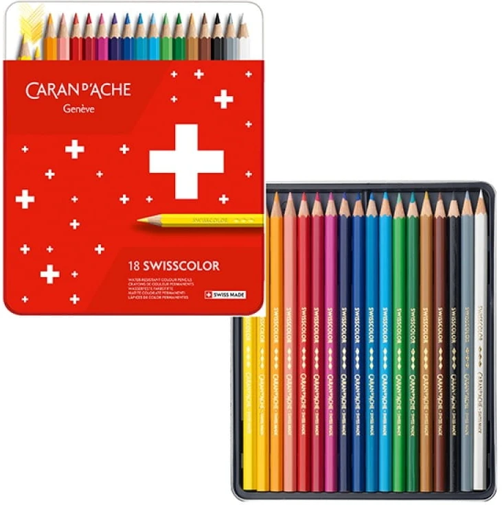 Caran Dache Swisscolor pieštukai 18 spalvų - Carandache