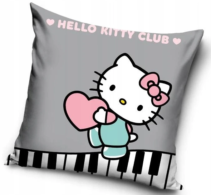 Carbotex HELLO KITTY Poduszka su poszewka dekoracyjna helo Kiti Kotek pilka jasiek