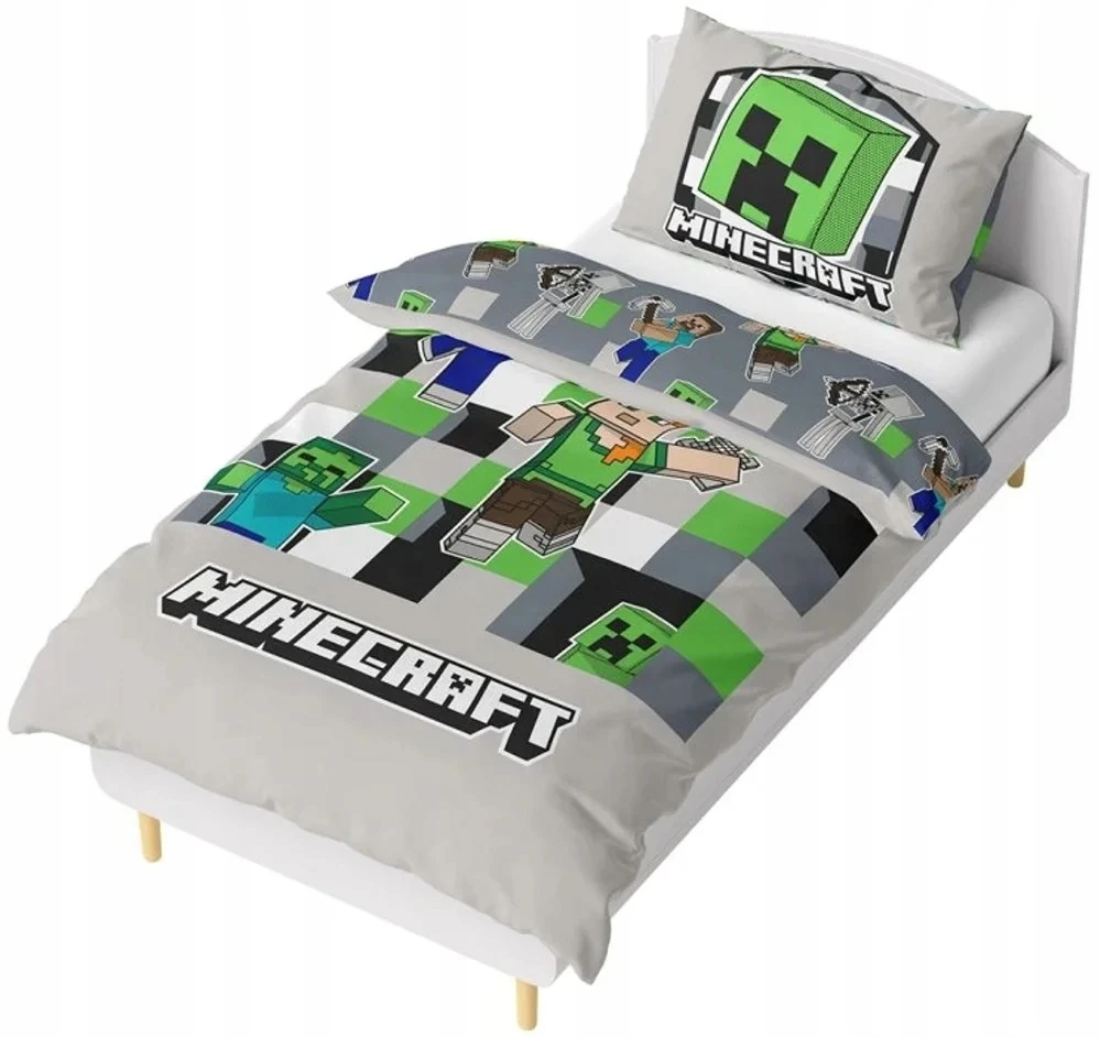 Carbotex Minecraft Pilkas patalynės komplektas,140x200 cm