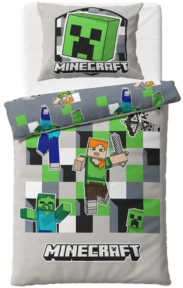 Carbotex Minecraft Pilkas patalynės komplektas,140x200 cm