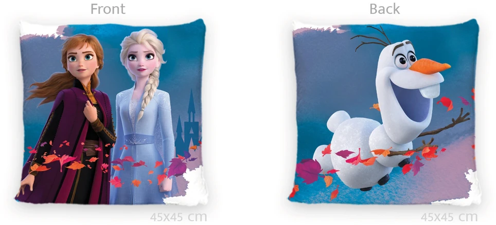Carbotex Užvalkalas velvetowa 40x40 kraina lodu Frozen Anna Elza Olaf dvipusė
