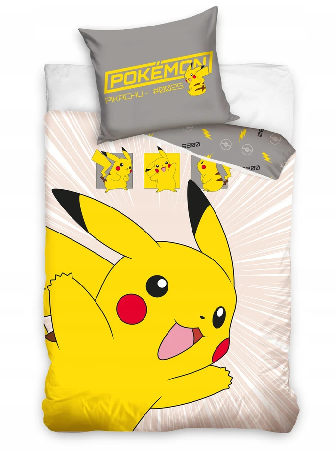 Carbotex Vaikiškas patalynės komplektas Pokemon Pikachu, 140x200, 2 dalių
