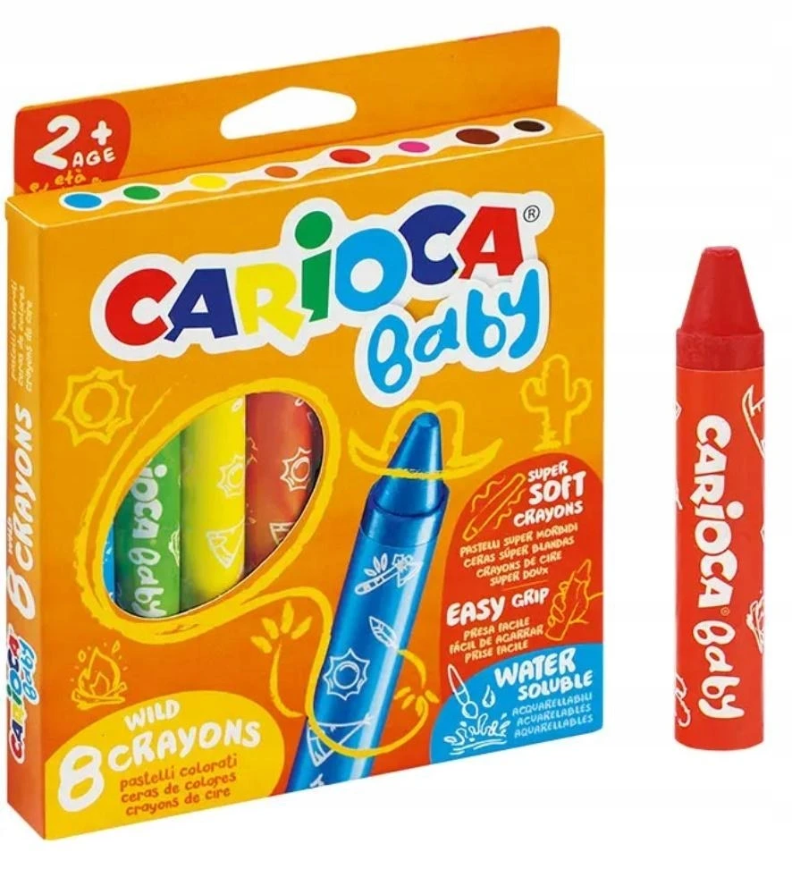 Carioca Baby kreidelės - 8 spalvų, minkštos, storos, plaunamos