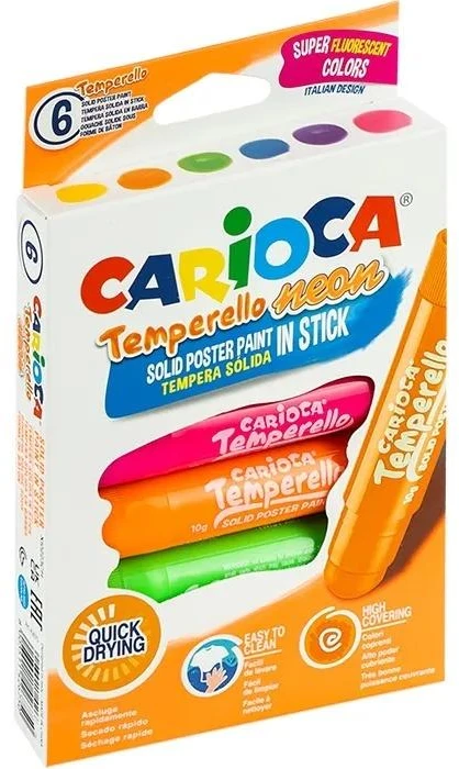 Carioca Neon Temperiniai Dažai 6 Spalvų
