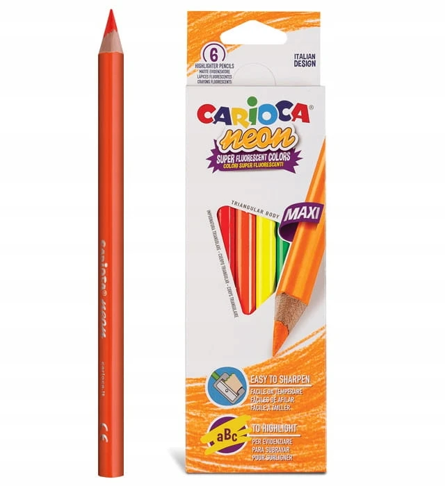 Carioca Neoninės pieštukinės kreidelės, 6 spalvos