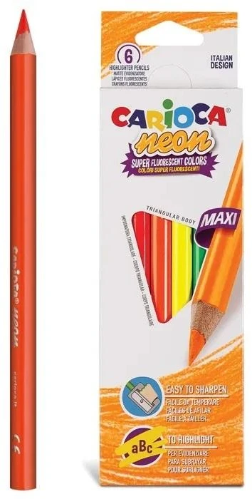 Carioca Neoninės pieštukinės kreidelės, 6 spalvos