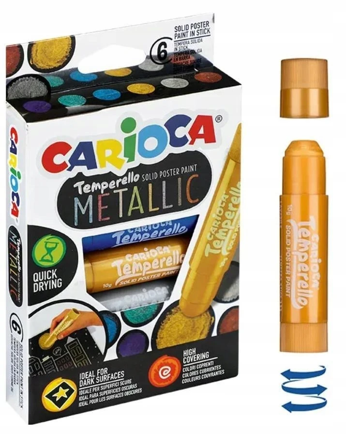 Carioca Temperiniai dažai Metallic, 6 spalvų