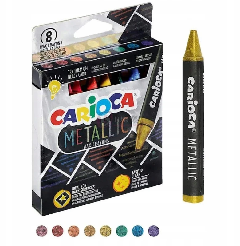 Carioca Tribriaunės vaškinės kreidelės CAarioca Metallic Maxi, 8 spalvų