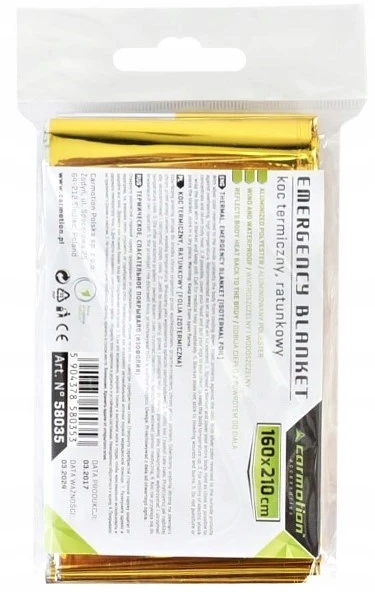 Carmotion Emergency blanket 160x210 cm, sidabrinis & auksinis