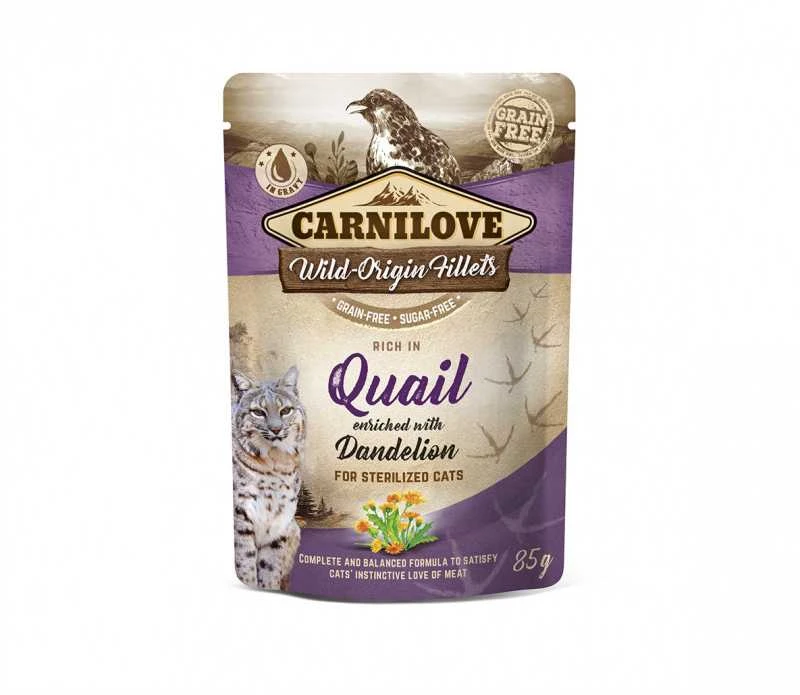 Carni Love Carnilove konservai katėms maiš. Quail Dandelion for sterilized 85g